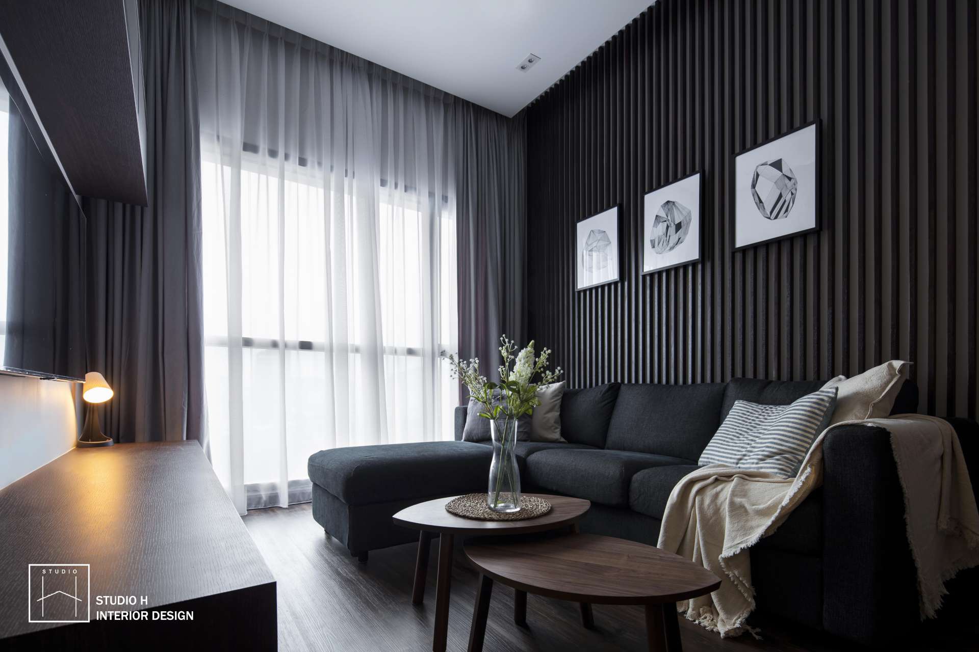 C-house-living-timber-strip-feature-wall-walnut-dark-interior-design